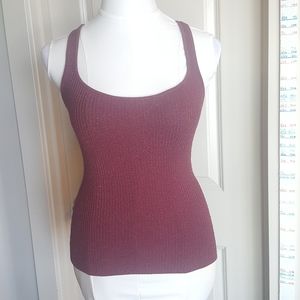 Bebe Red Sparkle Lurex Racer Back Tank